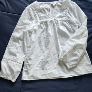 J.Crew Factory 100% Cotton, Swiss dot white top - XS